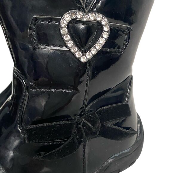 Launch Footwear Toddler Girls Zip-Up Patent Leather Winter Boots Black Size 6 - Picture 6 of 7